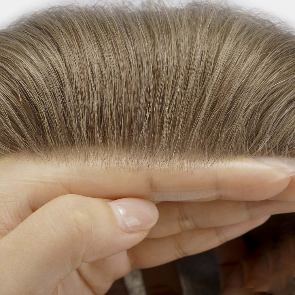Lace-Basis eines Haarsystems, feinmaschige Spitze im Detail