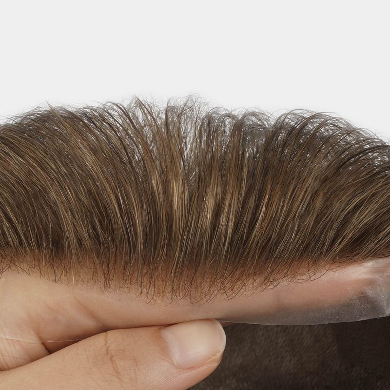 VIENNA Haarsystem von der Hand angehoben, die Folie biegt sich