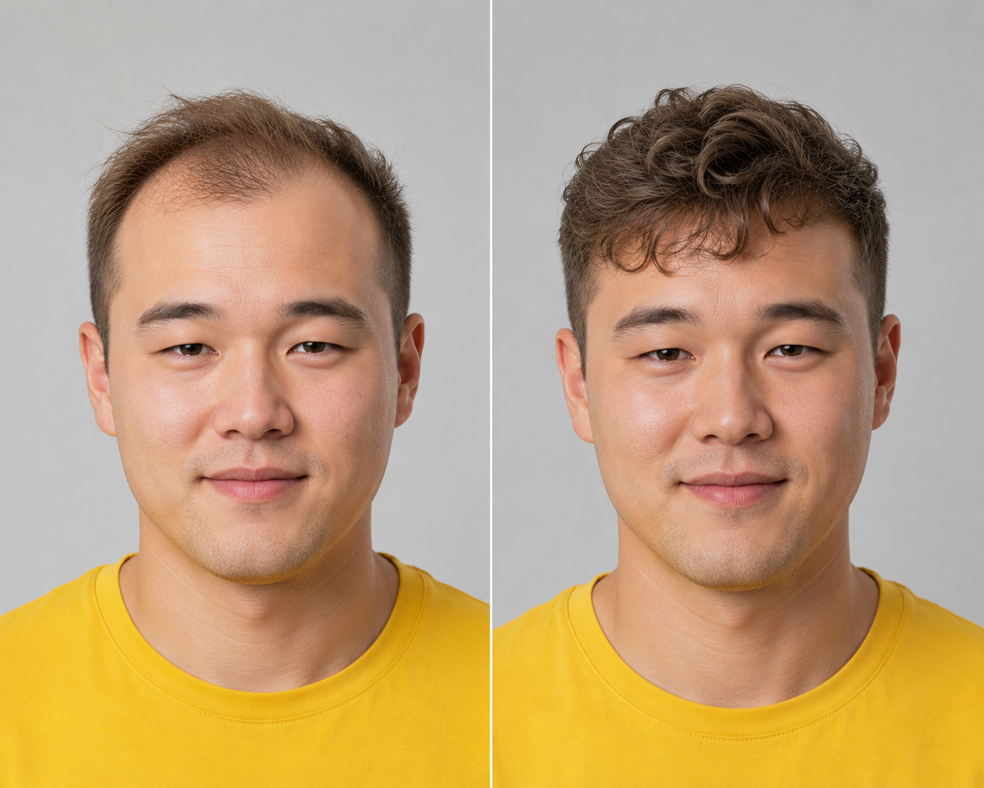 Vorher und Nachher – Lichtung am Oberkopf – Haarsystem bei Hairsystems Vienna