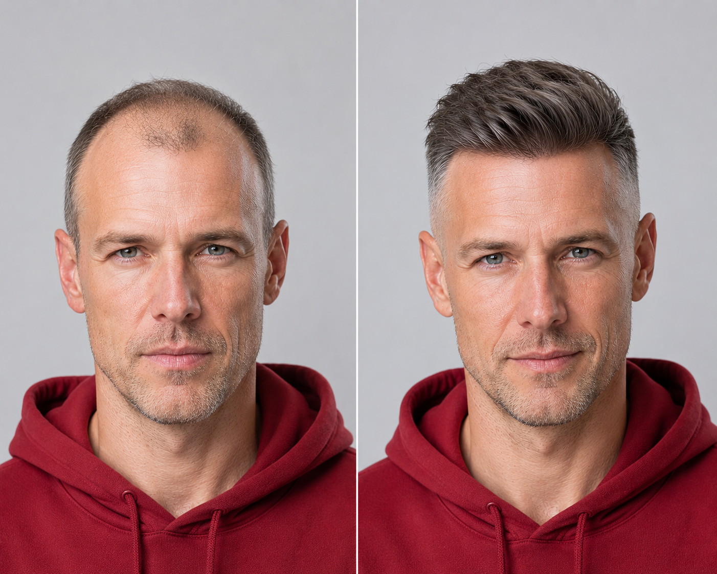 Vorher und Nachher – Fortgeschrittene Lichtung – Haarsystem bei Hairsystems Vienna